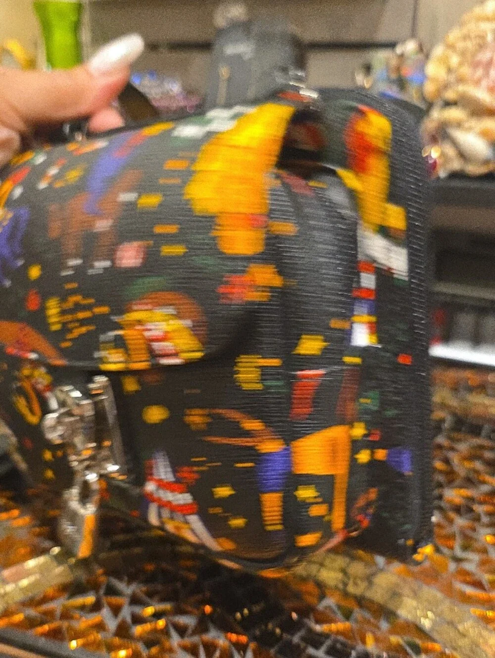 Black Carnival Print Crossbody Bag